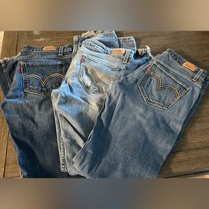 Three pair of Levi’s 524 super low rise, jeans size 5